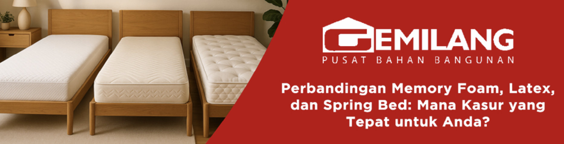 Banner artikel Perbandingan Memory Foam, Latex, dan Spring Bed